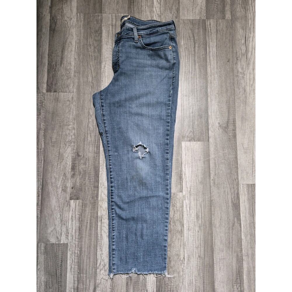Levi's Boyfriend Jeans Womens 16W Blue Denim Cotton Stretch High Rise Distressed - Picture 4 of 10